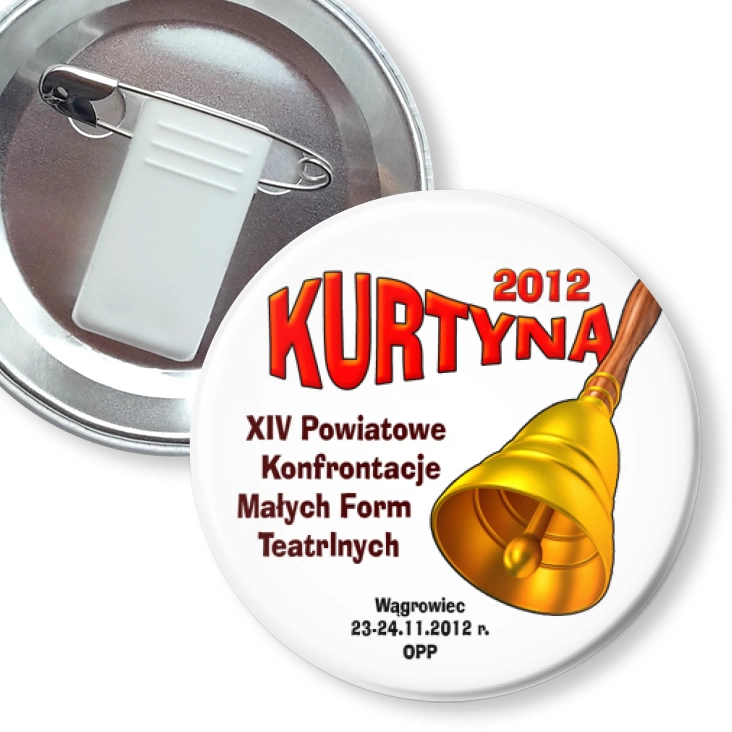 przypinka z żabką i agrafką Kurtyna 2012