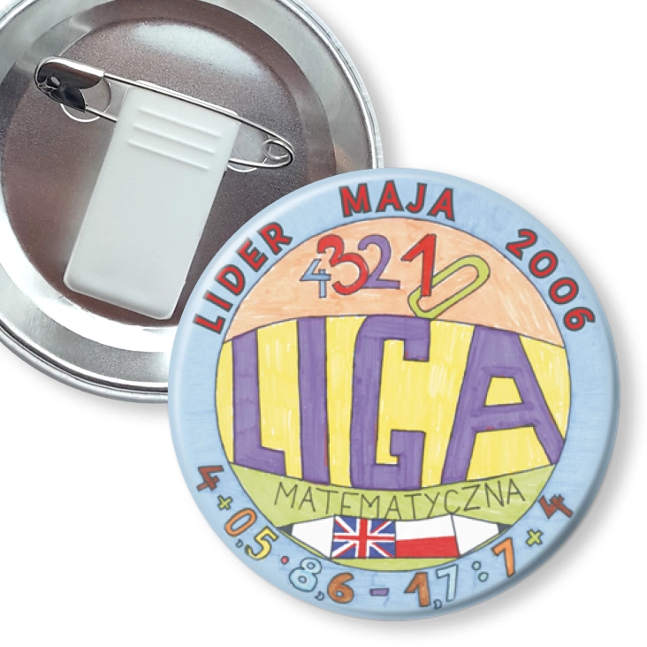 przypinka z żabką i agrafką Liga matematyczna - lider maja 2006