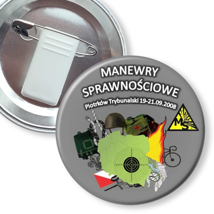 przypinka z żabką i agrafką Manewry Sprawnościowe Piotrków Tryb.