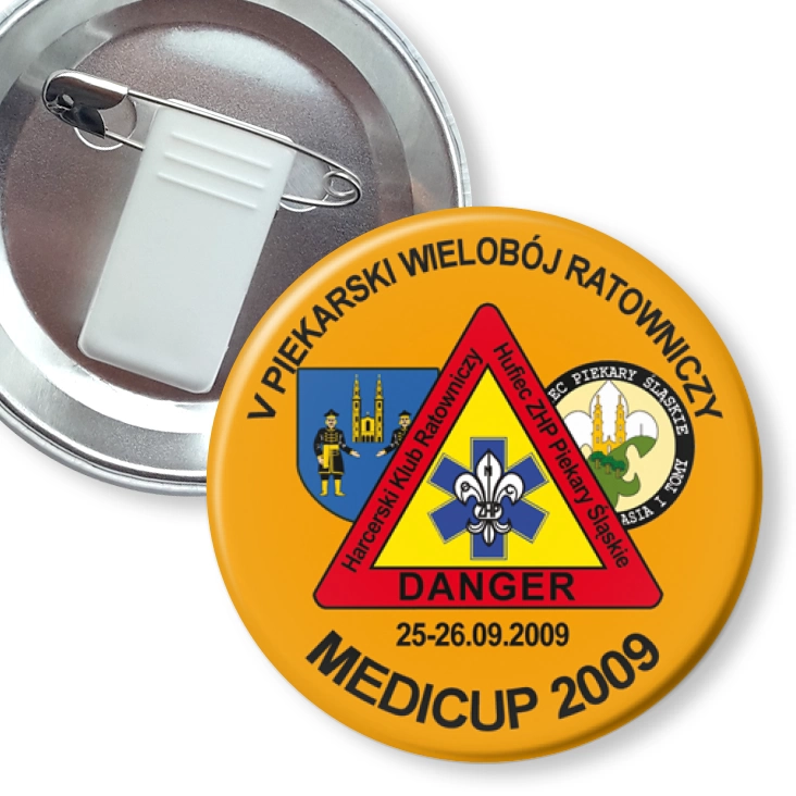 przypinka z żabką i agrafką Medicup 2009