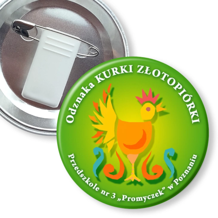 przypinka z żabką i agrafką Odznaka Kurki Złotopiórki