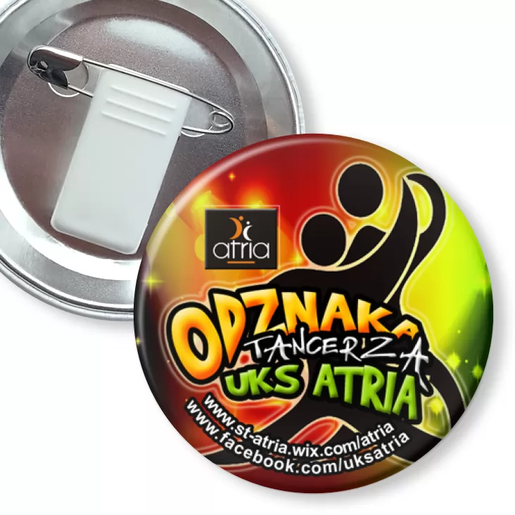przypinka z żabką i agrafką Odznaka Tancerza UKS Atria