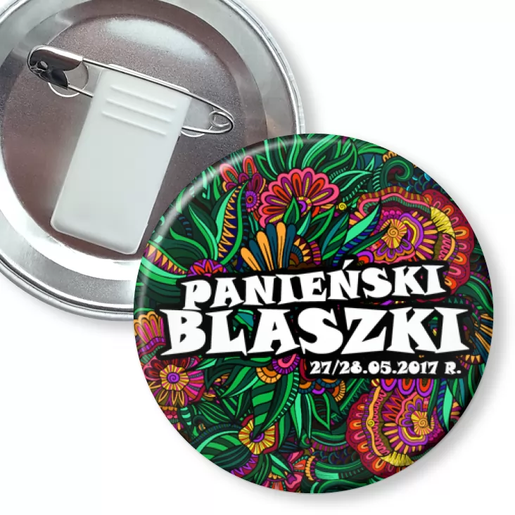 przypinka z żabką i agrafką Panieński Blaszki