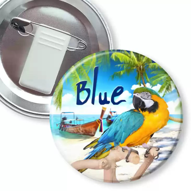 przypinka z żabką i agrafką Papugarnia Carmen - Blue