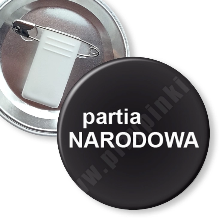 przypinka z żabką i agrafką Partia narodowa