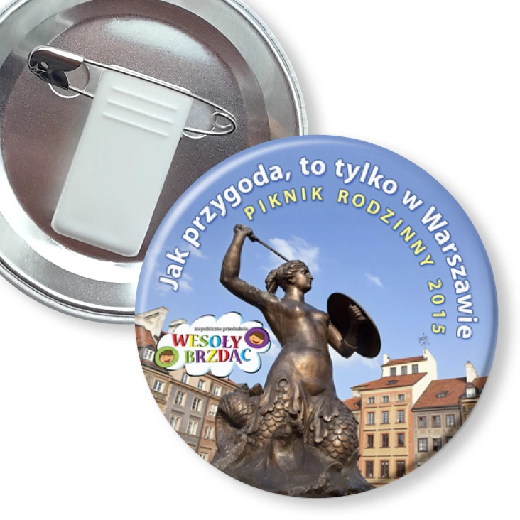 przypinka z żabką i agrafką Piknik rodzinny 2015