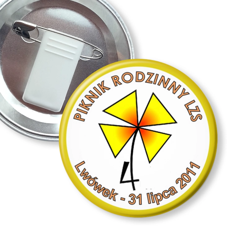 przypinka z żabką i agrafką Piknik rodzinny LZS