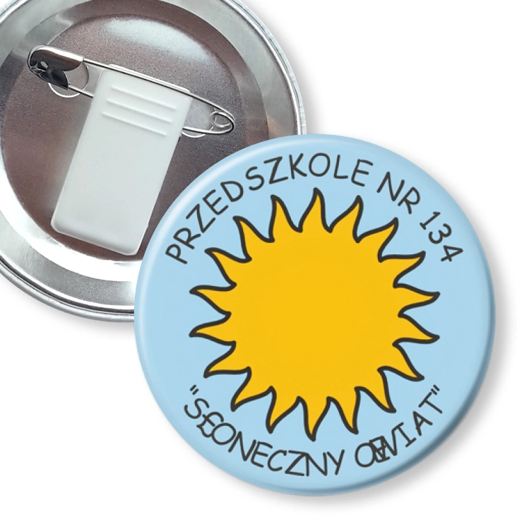 przypinka z żabką i agrafką Przedszkole nr 134
