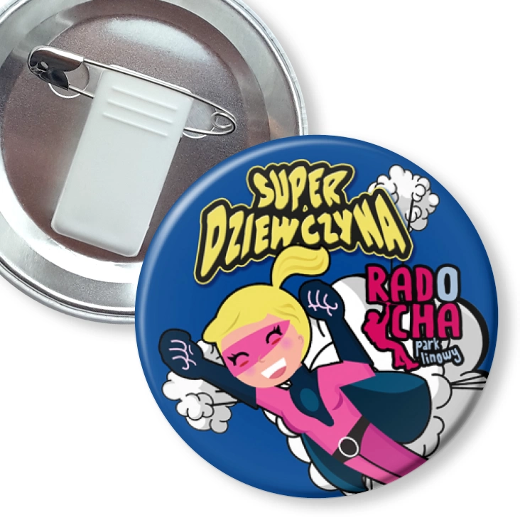 przypinka z żabką i agrafką Radocha - Super Dziewczyna