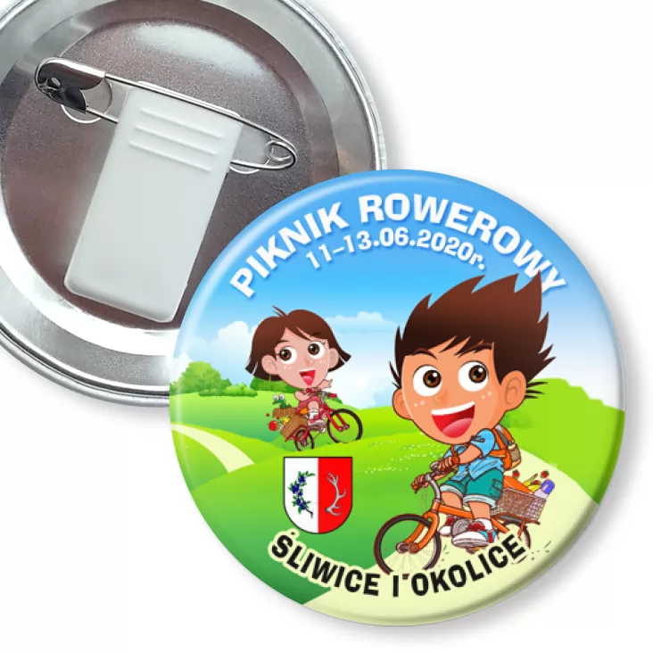 przypinka z żabką i agrafką Rajd rowerowy Śliwice