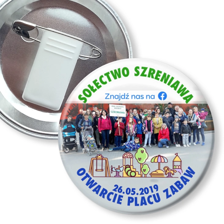 przypinka z żabką i agrafką Sołectwo Szreniawa