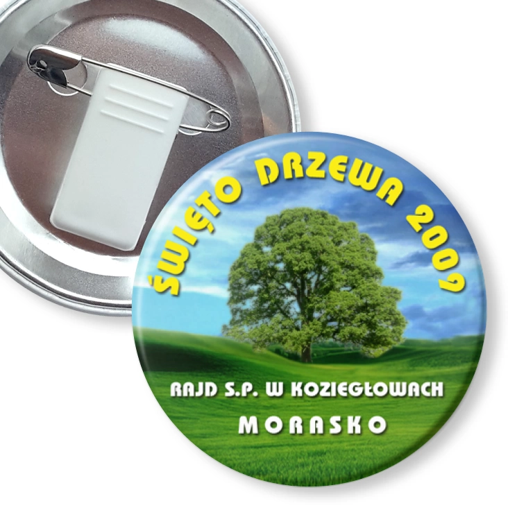 przypinka z żabką i agrafką Święto drzewa 2009