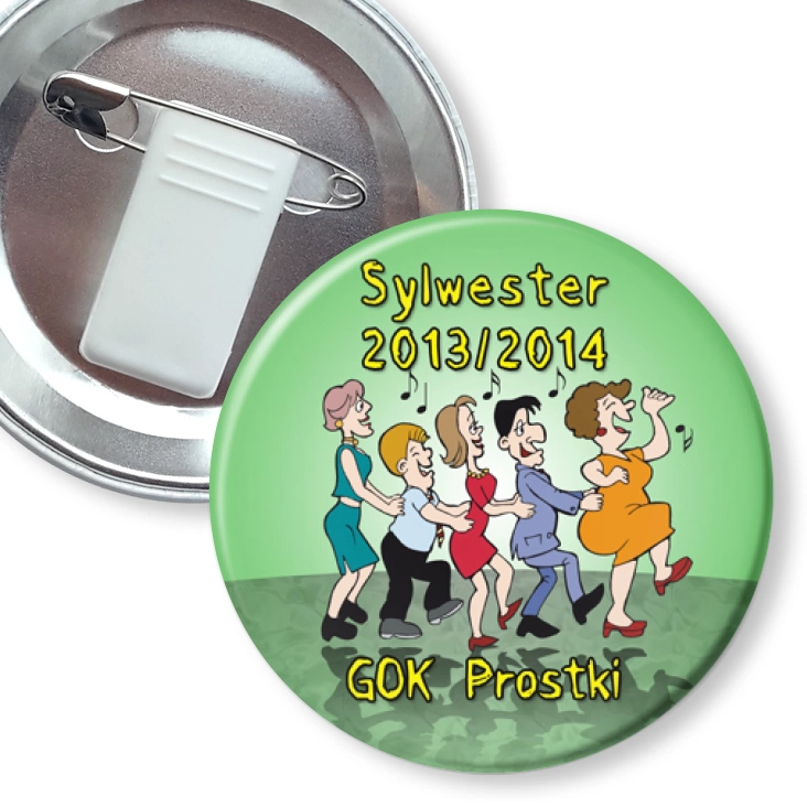 przypinka z żabką i agrafką Sylwester - GOK Prostki