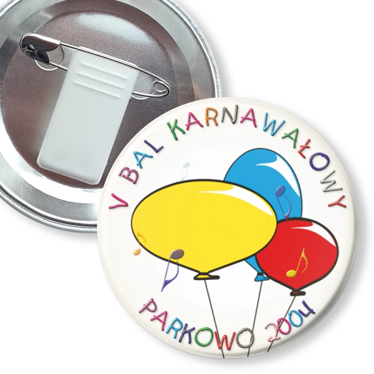 przypinka z żabką i agrafką V Bal Karnawałowy w Parkowie