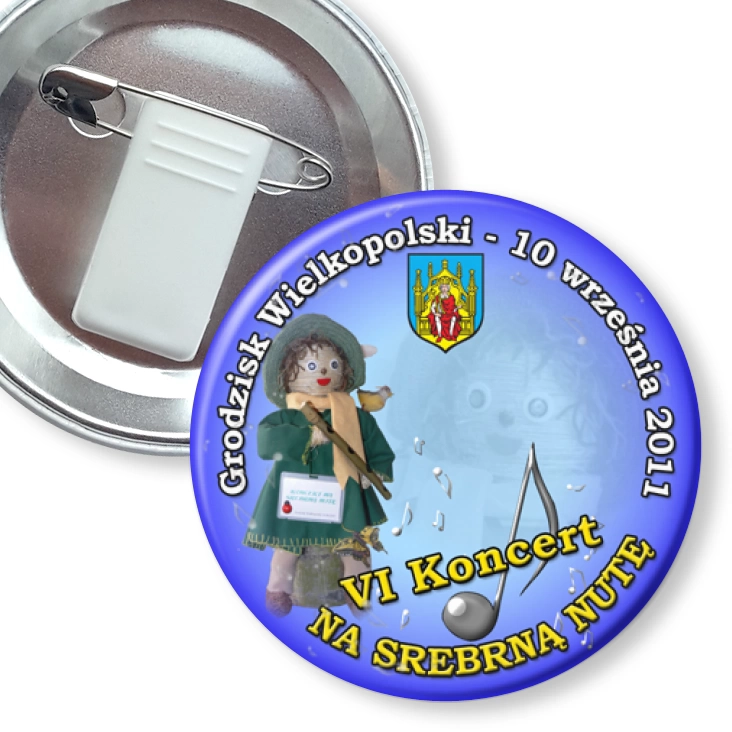 przypinka z żabką i agrafką VI Koncert Na Srebrną Nutę 2011