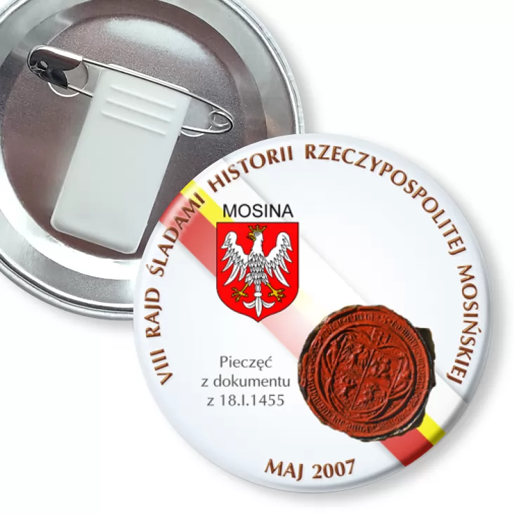 przypinka z żabką i agrafką VIII Śladami Historii Rzeczypospolitej Mosińskiej