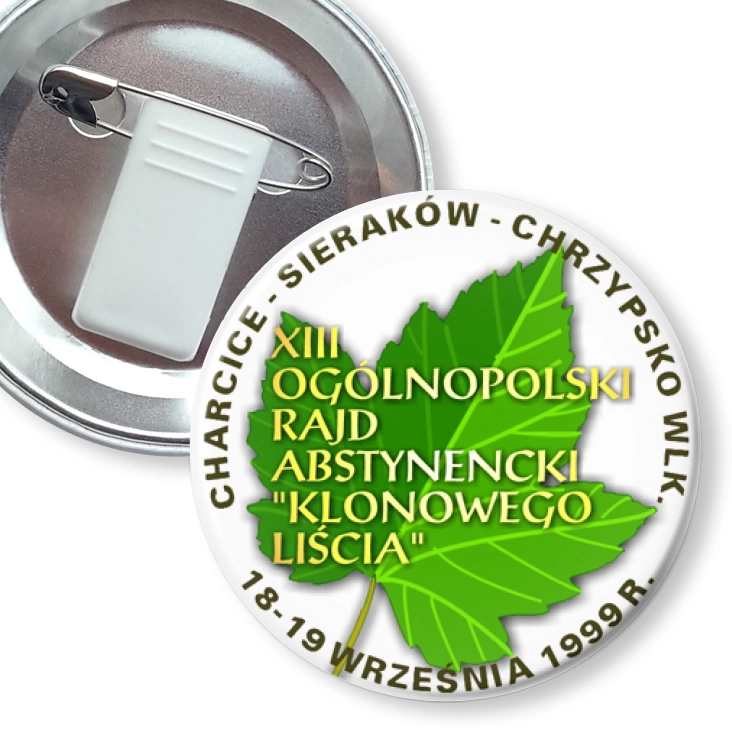 przypinka z żabką i agrafką XII Ogólnopolski Rajd Abstynencki Klonowego Liścia