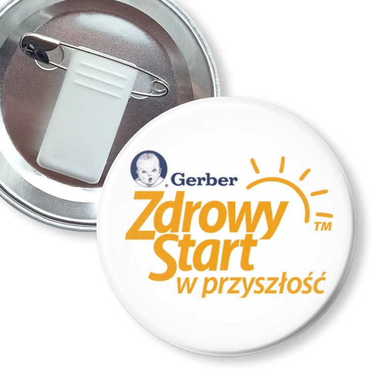 przypinka z żabką i agrafką Zdrowy start