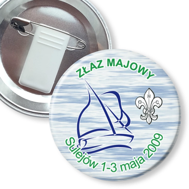 przypinka z żabką i agrafką Złaz Majowy