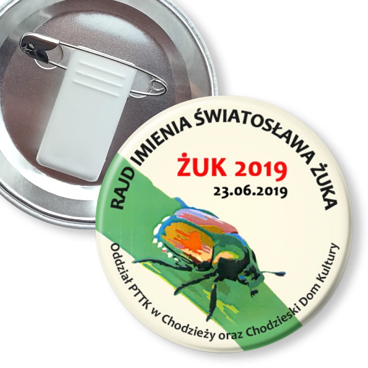 przypinka z żabką i agrafką Żuk 2019
