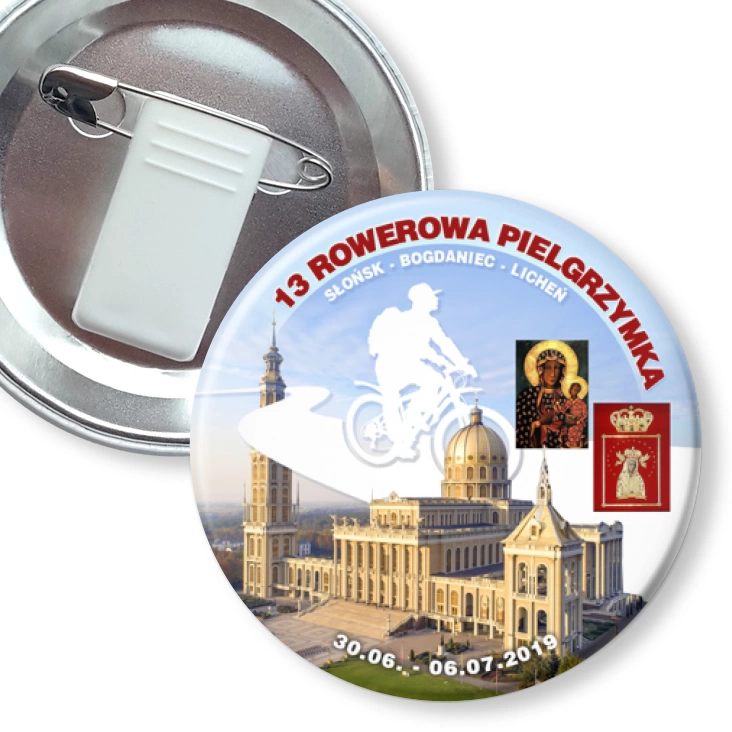 przypinka z żabką i agrafką 13 Rowerowa Pielgrzymka