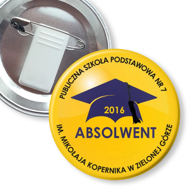 przypinka z żabką i agrafką Absolwent