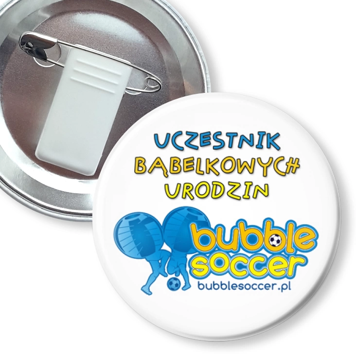 przypinka z żabką i agrafką bubble soccer