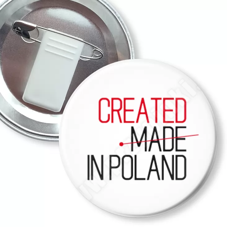 przypinka z żabką i agrafką Created in Poland