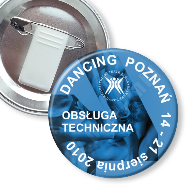 przypinka z żabką i agrafką Dancing Poznań 2010 - obsługa techniczna
