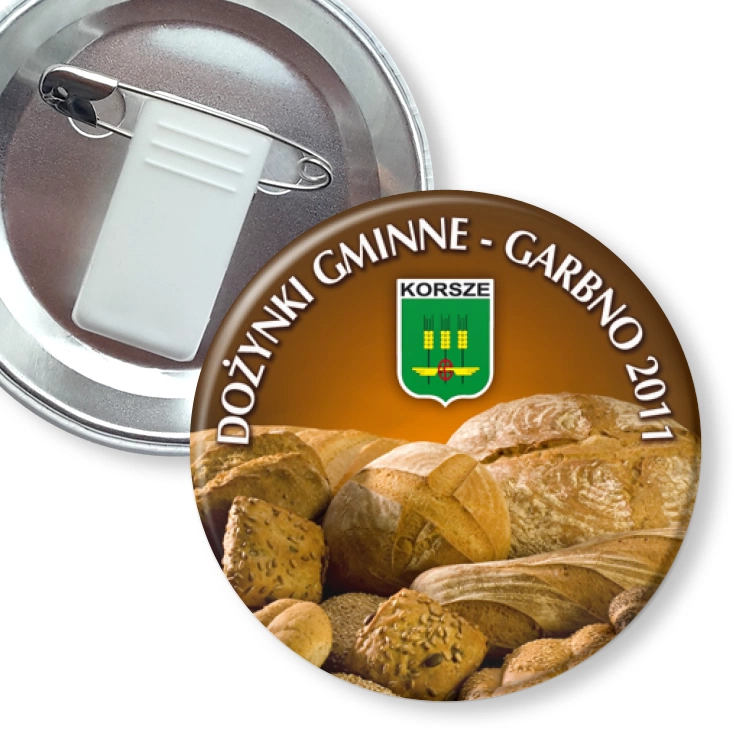 przypinka z żabką i agrafką Dożynki Gimnne - Garbno 2011