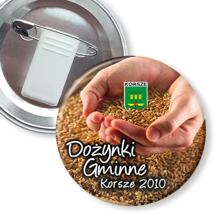 przypinka z żabką i agrafką Dożynki Gminne - Korsze 2010