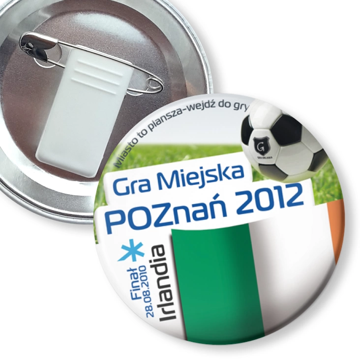 przypinka z żabką i agrafką Gra Miejska - Poznań 2012 - Irlandia