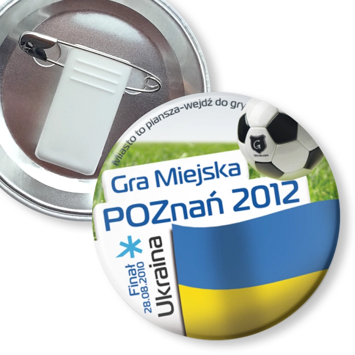 przypinka z żabką i agrafką Gra Miejska - Poznań 2012 - Ukraina
