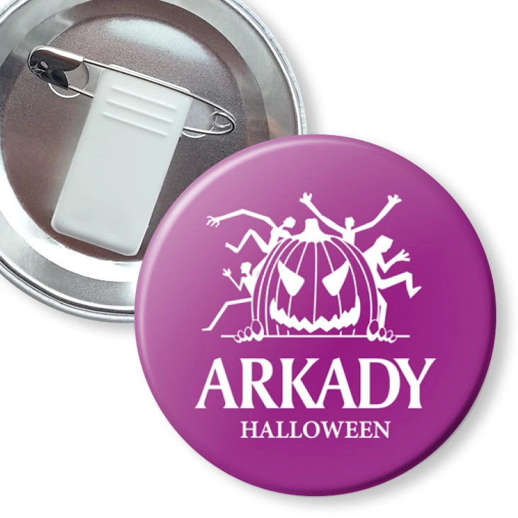 przypinka z żabką i agrafką Halloween violet