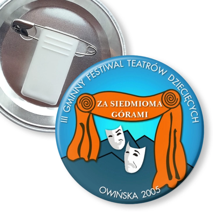 przypinka z żabką i agrafką III Gminny Festiwal Teatrów Dziecięcych - Owińska 2005