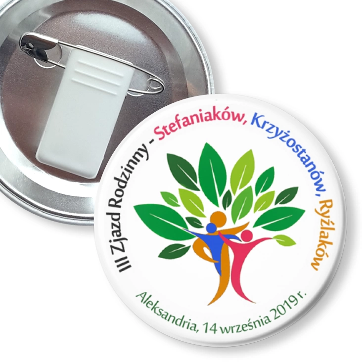 przypinka z żabką i agrafką III Zjazd Rodzinny