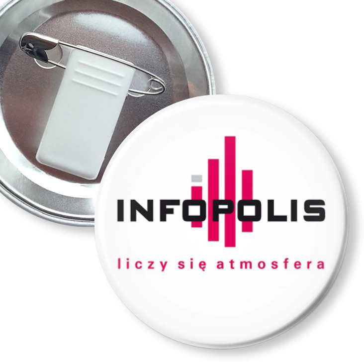 przypinka z żabką i agrafką Infopolis - liczy się atmosfera