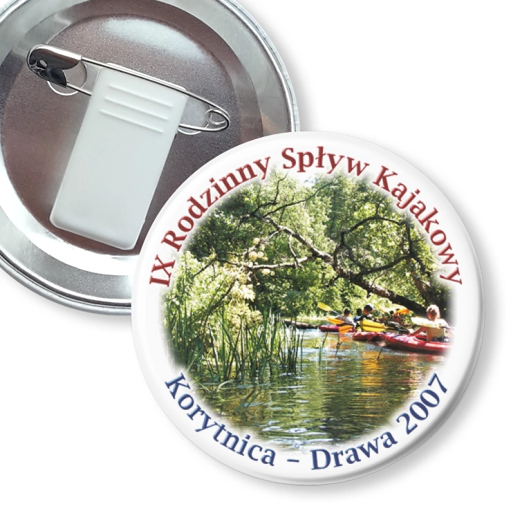 przypinka z żabką i agrafką IX Rodzinny Spływ Kajakowy, Korytnica - Drawa 2007