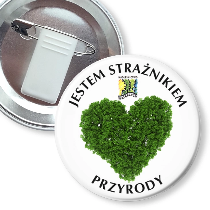 przypinka z żabką i agrafką Jestem Strażnikiem Przyrody