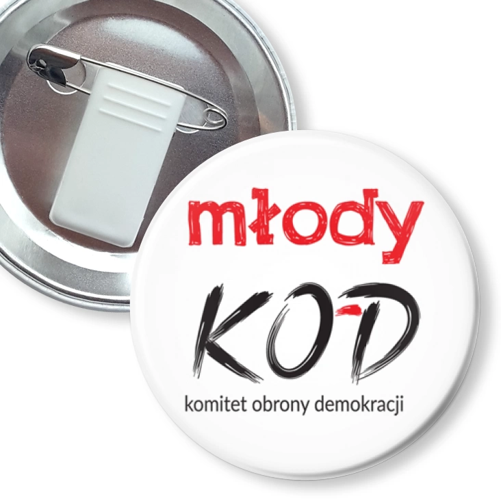 przypinka z żabką i agrafką KOD Młody