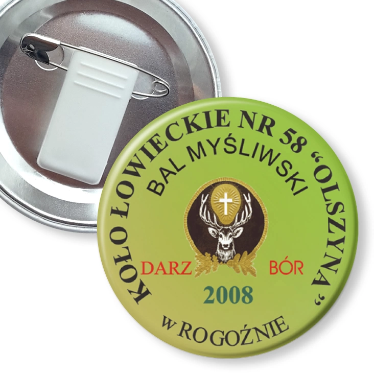 przypinka z żabką i agrafką Koło Łowieckie Olszyna Rogoźno