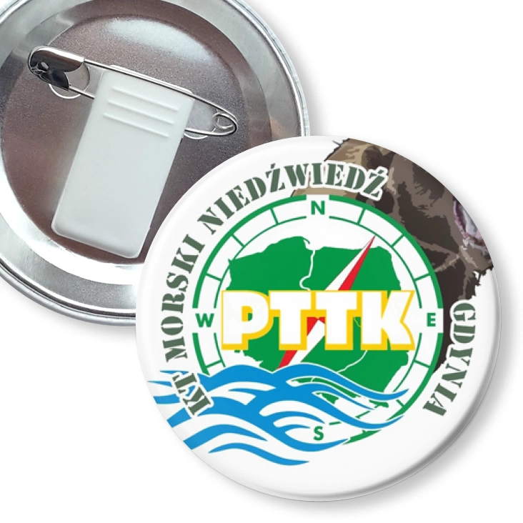 przypinka z żabką i agrafką KT Morski Niedźwiedź
