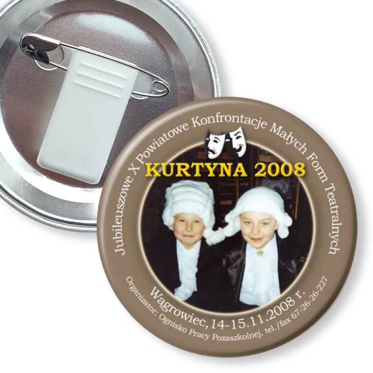 przypinka z żabką i agrafką Kurtyna 2008