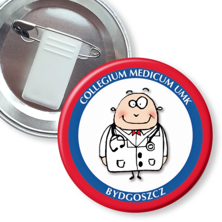 przypinka z żabką i agrafką Lekarz Collegium Medicum