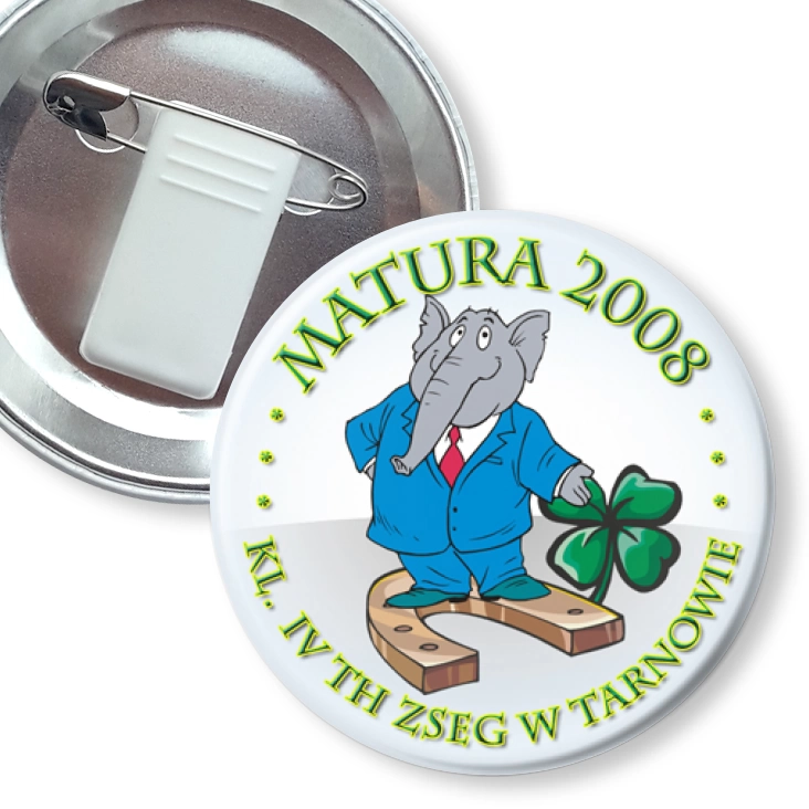 przypinka z żabką i agrafką Matura 2008 TH w Tarnowie