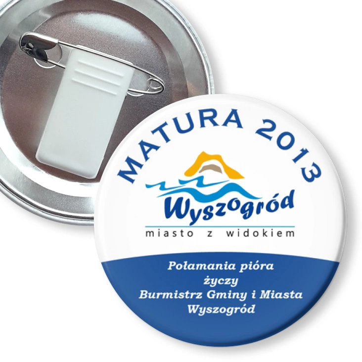 przypinka z żabką i agrafką Matura 2013 - Wyszogród