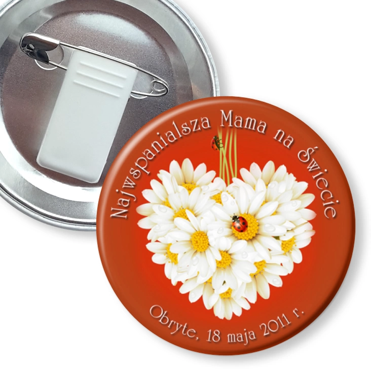przypinka z żabką i agrafką Najwspanialsza Mama na Świecie