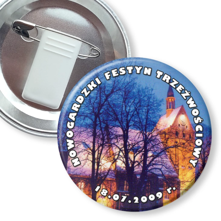 przypinka z żabką i agrafką Nowogardzki Festyn Trzeźwiościowy