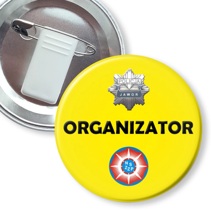 przypinka z żabką i agrafką Organizator