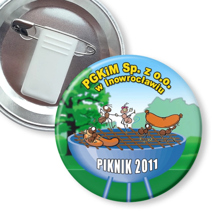 przypinka z żabką i agrafką PGKiM Sp. z o.o. w Inowrocławiu